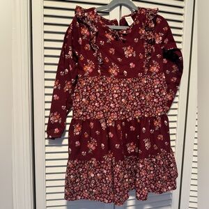Girls tiered floral dress - county fair - Redwood